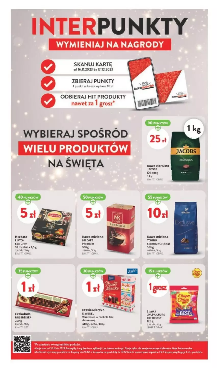 Gazetka promocyjna Intermarche - ważna 07.12 do 13.12.2023 - strona 10 - produkty: Chupa Chups, Czekolada, Deser, E. Wedel, Gin, Kawa, Kawa mielona, Lizaki, Mleczko, Ptasie mleczko, Ser, Tchibo