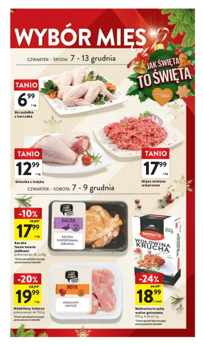 Gazetka promocyjna Intermarche - ważna 07.12 do 13.12.2023 - strona 22 - produkty: Fa, Golonka z indyka, Jabłka, Kaczka, Kurczak, Lion, Medaliony indycze, Mięso, Mięso mielone, Wołowina