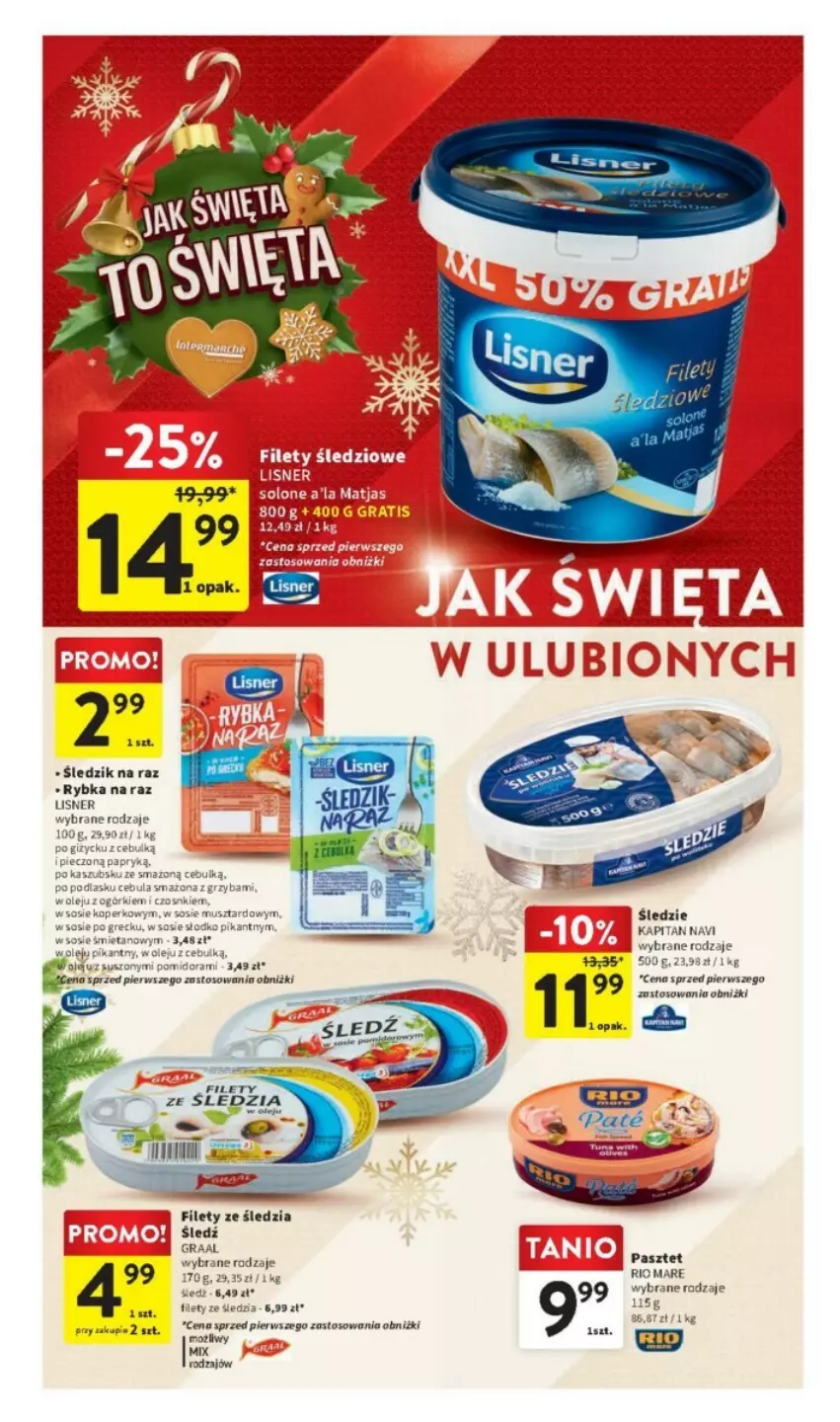 Gazetka promocyjna Intermarche - ważna 07.12 do 13.12.2023 - strona 26 - produkty: Gra, Graal, Lisner, Olej, Pasztet, Rio Mare, Rybka na raz