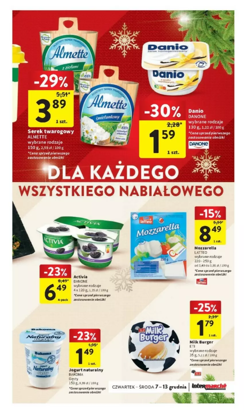 Gazetka promocyjna Intermarche - ważna 07.12 do 13.12.2023 - strona 31 - produkty: Activia, Bakoma, Burger, Danio, Danone, Jogurt, Jogurt naturalny, Mozzarella