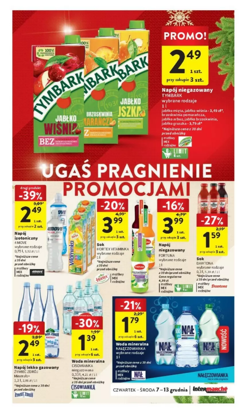 Gazetka promocyjna Intermarche - ważna 07.12 do 13.12.2023 - strona 38 - produkty: Cisowianka, Dawtona, Fortuna, Hortex, Inka, Napój, Sok, Woda, Woda mineralna