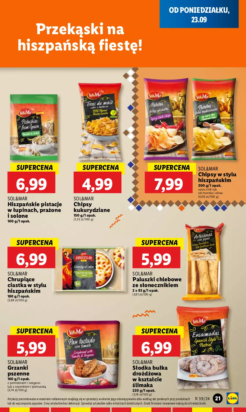 Gazetka promocyjna Lidl - GAZETKA - ważna 23.09 do 25.09.2024 - strona 25 - produkty: Bułka, Chipsy, Chleb, Ciastka, Pistacje, Słodka bułka, Sól