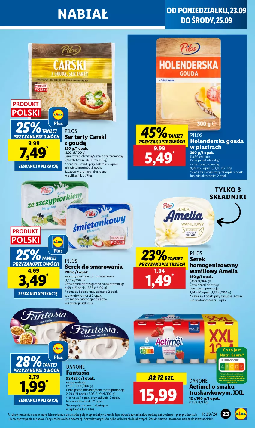 Gazetka promocyjna Lidl - GAZETKA - ważna 23.09 do 25.09.2024 - strona 27 - produkty: Actimel, Cars, Danone, Danone Fantasia, Fa, Fanta, Gouda, Pilos, Ser, Serek, Serek homogenizowany