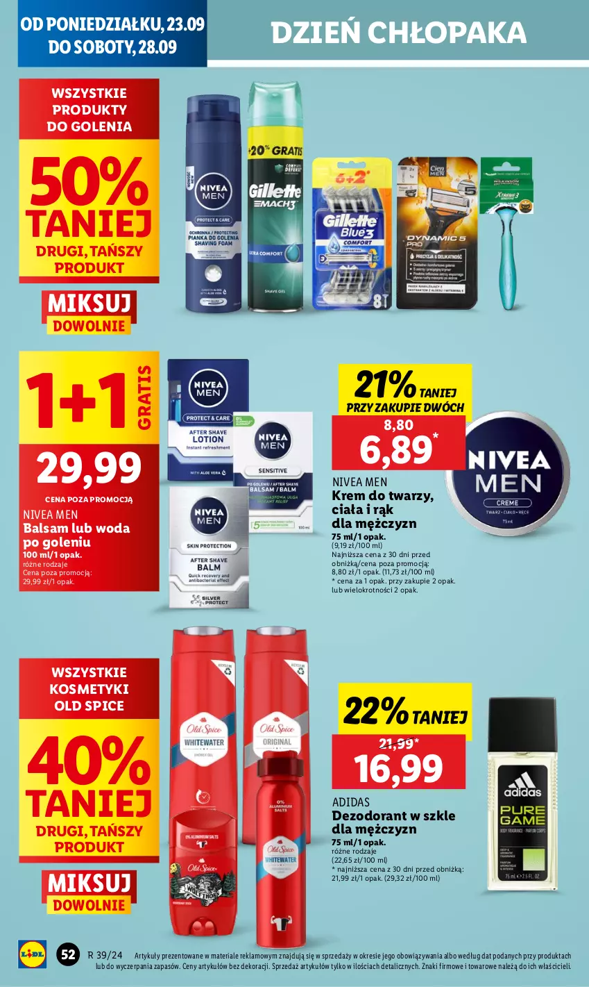 Gazetka promocyjna Lidl - GAZETKA - ważna 23.09 do 25.09.2024 - strona 58 - produkty: Adidas, Dezodorant, Gra, Krem do twarzy, Nivea, Nivea Men, Old Spice, Woda, Woda po goleniu