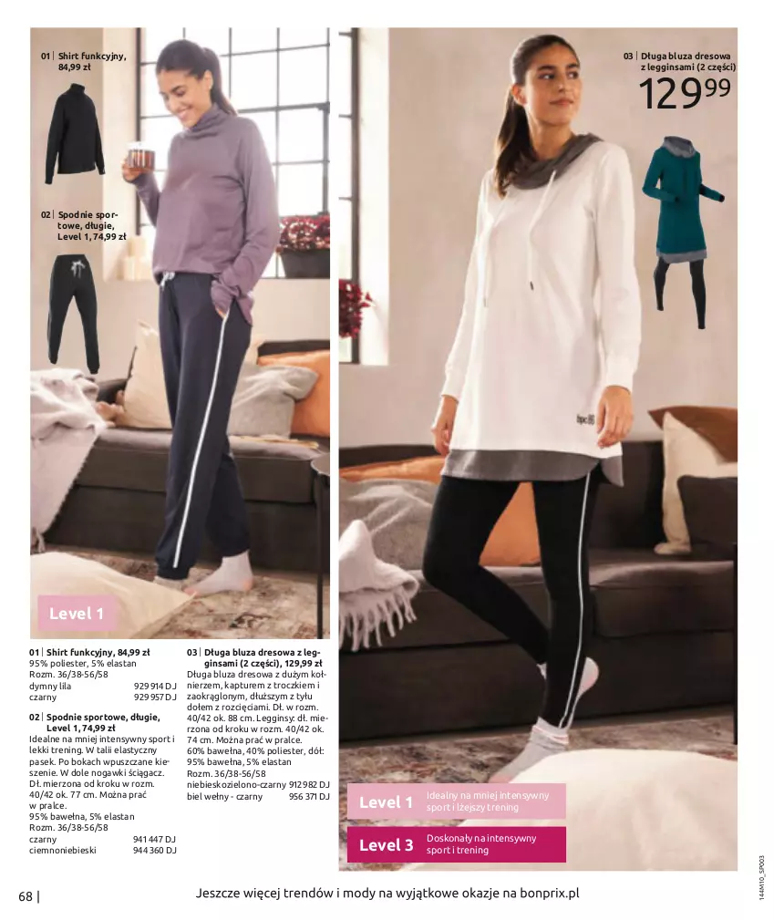 Gazetka promocyjna Bonprix - Na tropie zimy - ważna 02.11.2021 do 20.04.2022 - strona 70 - produkty: Bluza, Bluza dresowa, Dres, Gin, Legginsy, Pasek, Por, Spodnie, Spodnie sportowe, Sport, Wełna