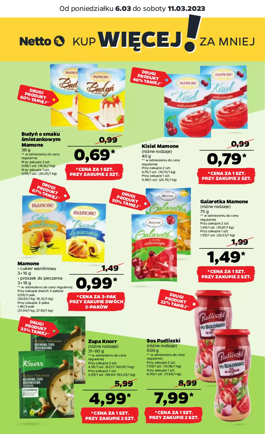 Gazetka promocyjna Netto - Artykuły spożywcze - ważna 06.03 do 11.03.2023 - strona 15 - produkty: Budyń, Cukier, Cukier wanilinowy, Gala, Galaretka, Kisiel, Knorr, Nike, Piec, Proszek do pieczenia, Pudliszki, Sos, Zupa