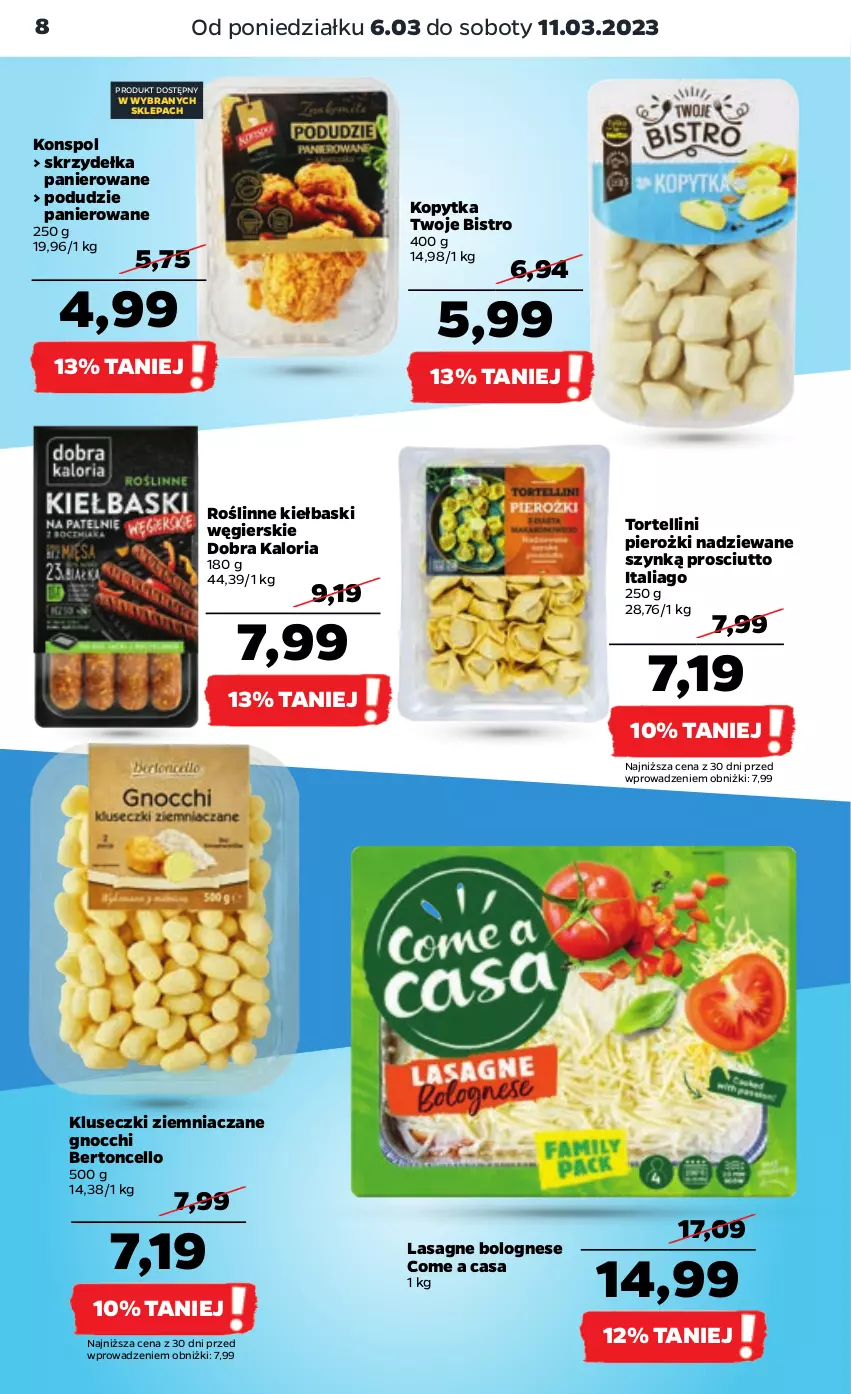 Gazetka promocyjna Netto - Artykuły spożywcze - ważna 06.03 do 11.03.2023 - strona 8 - produkty: Gnocchi, Kopytka, Lasagne, Lasagne bolognese, Prosciutto, Roślinne kiełbaski