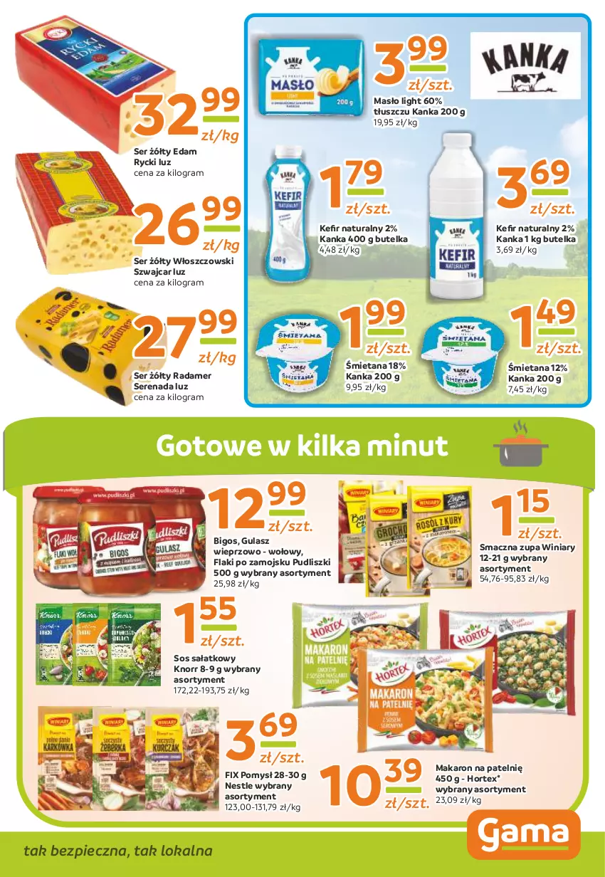 Gazetka promocyjna Gama - Gazetka Gama - ważna 14.08.2023 do 03.08.2024 - strona 7 - produkty: Bigos, Edam, Flaki, Flaki po zamojsku, Gra, Hortex, Knorr, Makaron, Masło, Piec, Pudliszki, Radamer, Sałat, Ser, Sos, Winiary, Włoszczowski, Zupa