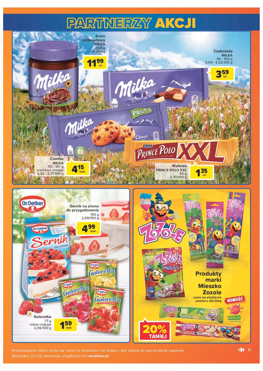 Gazetka promocyjna Carrefour - Gazetka Market - ważna 05.07 do 30.07.2022 - strona 11 - produkty: Ciastka, Fa, Gala, Galaretka, Milka, Prince Polo, Ser, Wafelek