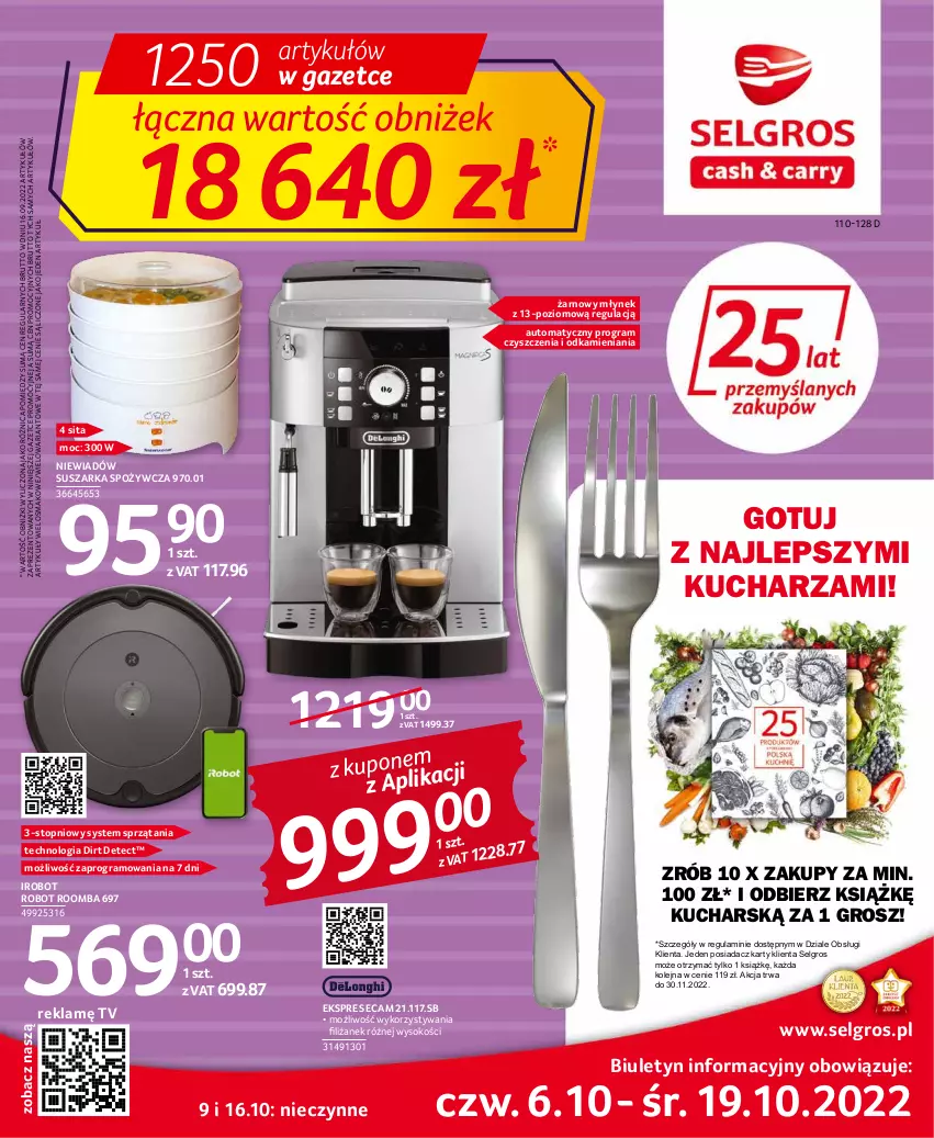 Gazetka promocyjna Selgros - Oferta przemysłowa - ważna 06.10 do 19.10.2022 - strona 1 - produkty: Gra, IRobot, LG, Młynek, Olej, Robot, Roomba, Sok, Suszarka, Top