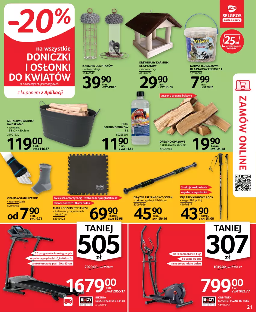 Gazetka promocyjna Selgros - Oferta przemysłowa - ważna 06.10 do 19.10.2022 - strona 21 - produkty: Bieżnia, Drewno opałowe, Gra, Kije, Opaska, Orbit, Orbitrek, Por, Sok, Top, Waga, Wiadro