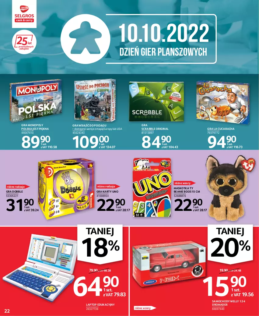 Gazetka promocyjna Selgros - Oferta przemysłowa - ważna 06.10 do 19.10.2022 - strona 22 - produkty: Gin, Gra, Monopoly, Pociąg, Scrabble, Top