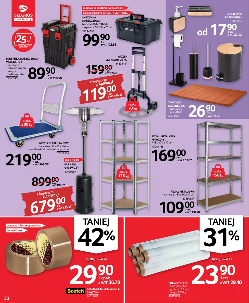 Gazetka promocyjna Selgros - Oferta przemysłowa - ważna 06.10 do 19.10.2022 - strona 32 - produkty: Dywan, Dywanik, Parasol, Por, Regał, Regał metalowy, Ser, Skrzynka narzędziowa, Sport, Tran, Waga, Wózek