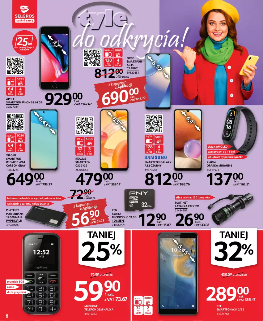 Gazetka promocyjna Selgros - Oferta przemysłowa - ważna 06.10 do 19.10.2022 - strona 6 - produkty: Amol, Gala, Gra, Halo, IPhone 8, Latarka, MyPhone, Opaska, PLATINET, Powerbank, Pulsoksymetr, Smartfon, Sok, Sos, Tarka, Telefon