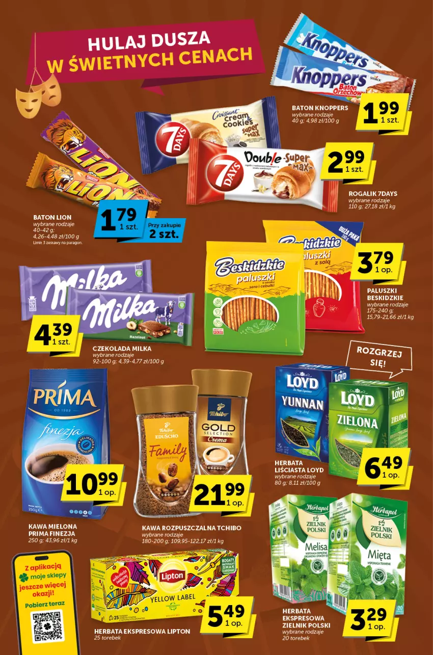 Gazetka promocyjna ABC - ważna 25.01 do 06.02.2024 - strona 6 - produkty: Baton, Beskidzki, Czekolada, Herbata, Kawa, Kawa mielona, Kawa rozpuszczalna, Knoppers, Lion, Lipton, Loyd, Milka, Prima, Rogal, Tchibo