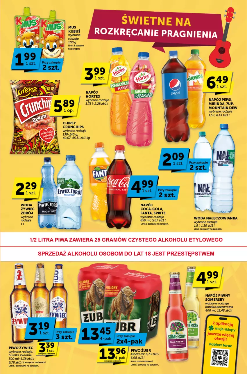 Gazetka promocyjna ABC - ważna 25.01 do 06.02.2024 - strona 7 - produkty: 7up, Chipsy, Coca-Cola, Crunchips, Fa, Fanta, Hortex, Mirinda, Mus, Nałęczowianka, Napój, Pepsi, Piwo, Somersby, Sprite, Woda