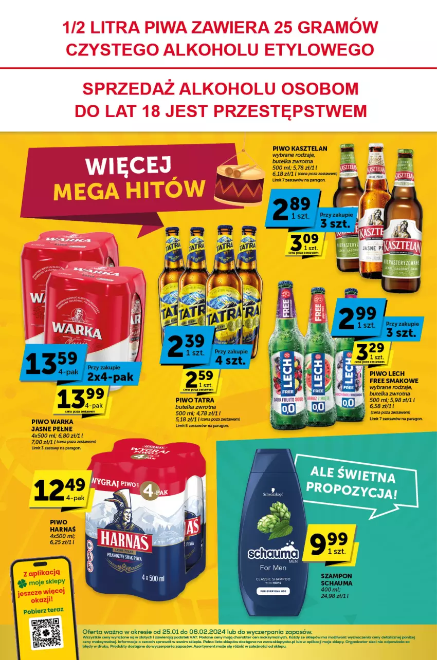 Gazetka promocyjna ABC - ważna 25.01 do 06.02.2024 - strona 8 - produkty: Gra, Harnaś, Kasztelan, Piwa, Piwo, Schauma, Szampon, Tatra, Tera, Warka