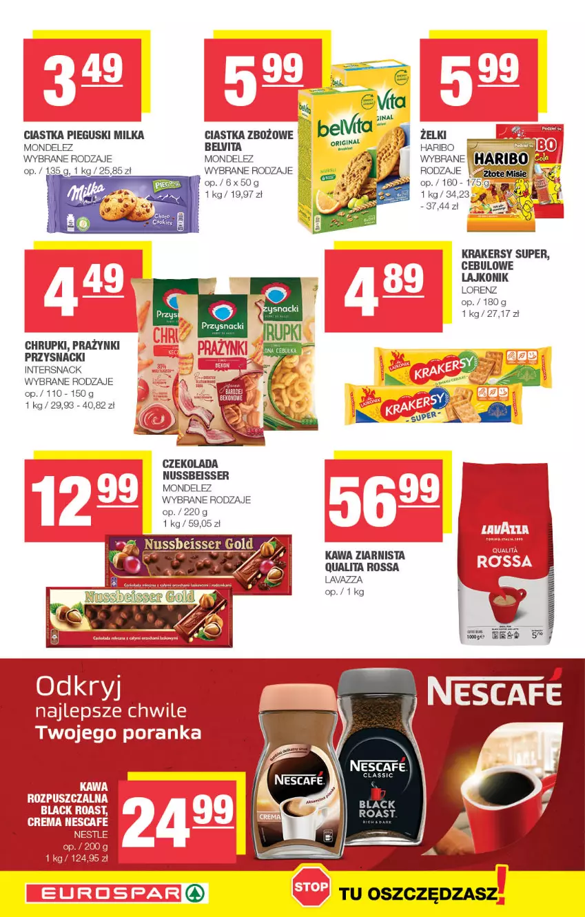 Gazetka promocyjna Spar - EuroSpar - ważna 30.04 do 10.05.2023 - strona 10 - produkty: BelVita, Chrupki, Ciastka, Czekolada, Kawa, Kawa ziarnista, Krakersy, Lajkonik, Lavazza, Lorenz, Milka, Przysnacki, Ser