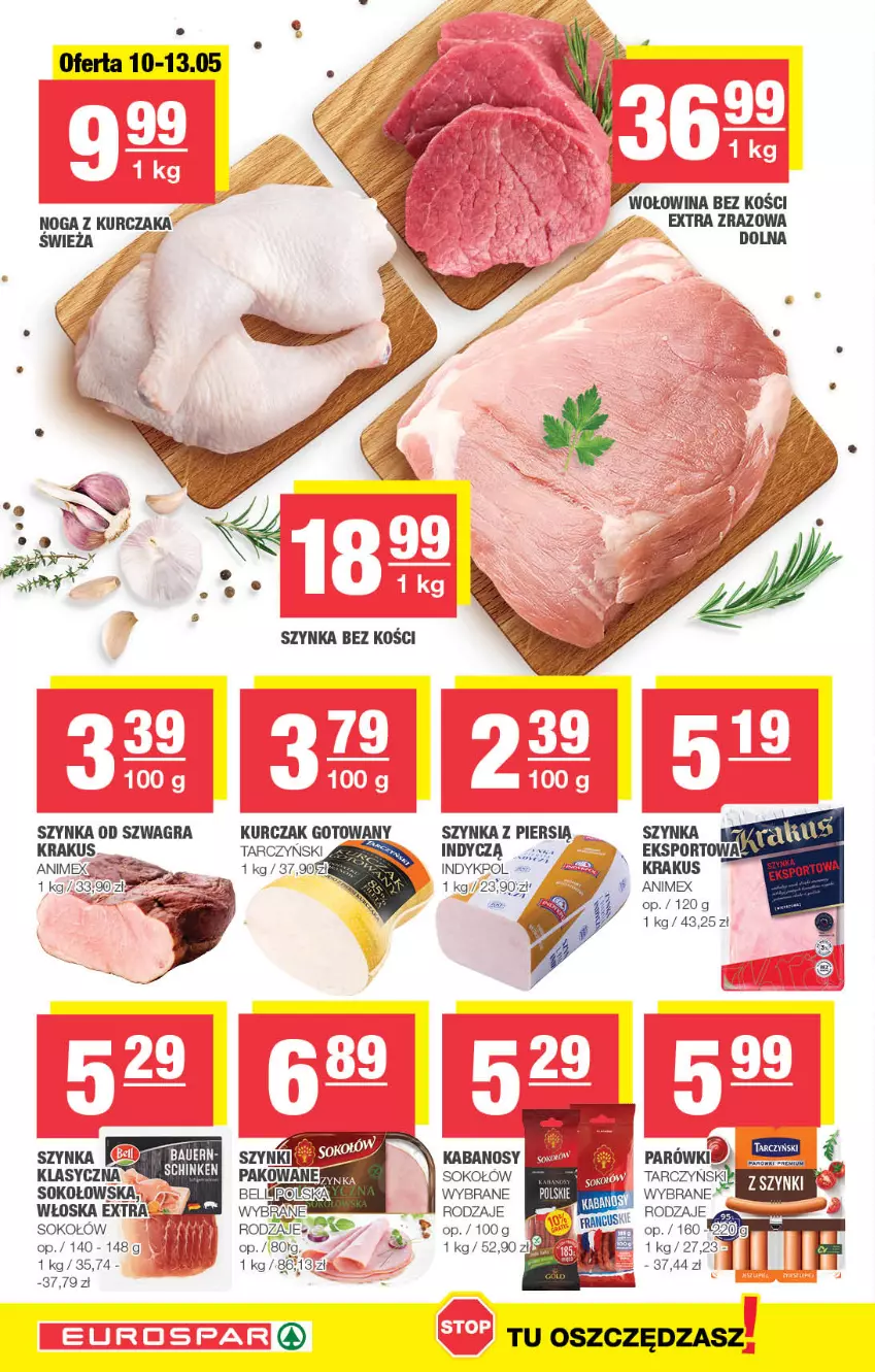 Gazetka promocyjna Spar - EuroSpar - ważna 30.04 do 10.05.2023 - strona 6 - produkty: Gra, Kabanos, Kurczak, Kurczak gotowany, Parówki, Sok, Sokołów, Szynka, Tarczyński, Wołowina, Wołowina bez kości