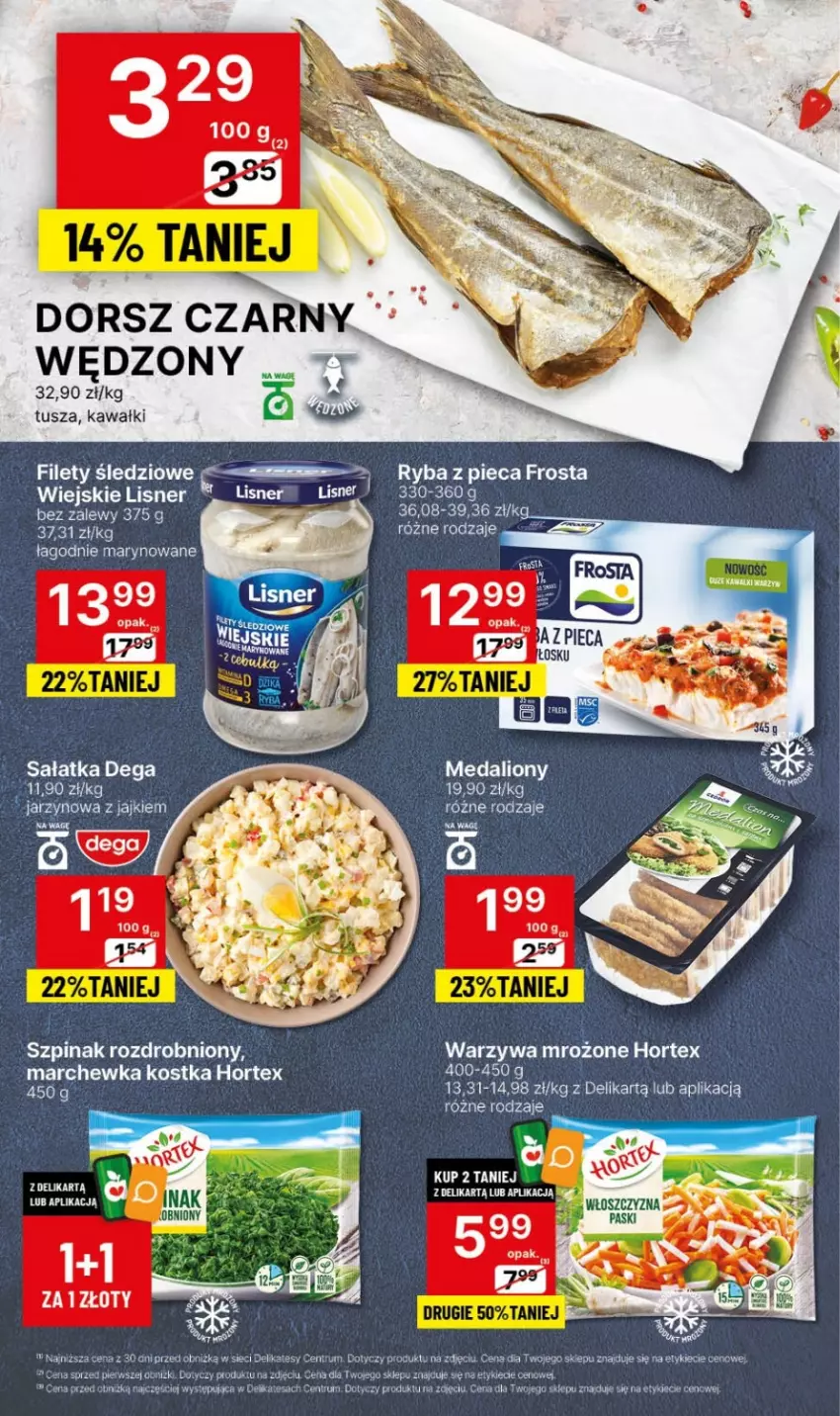 Gazetka promocyjna Delikatesy Centrum - NOWA GAZETKA Delikatesy Centrum od 8 stycznia! 8-14.01.2024 - ważna 08.01 do 14.01.2024 - strona 15 - produkty: Dega, Dorsz, Frosta, Hortex, Kawa, Lion, Lisner, Piec, Rum, Ryba, Sałat, Sałatka, Szpinak, Tusz, Warzywa