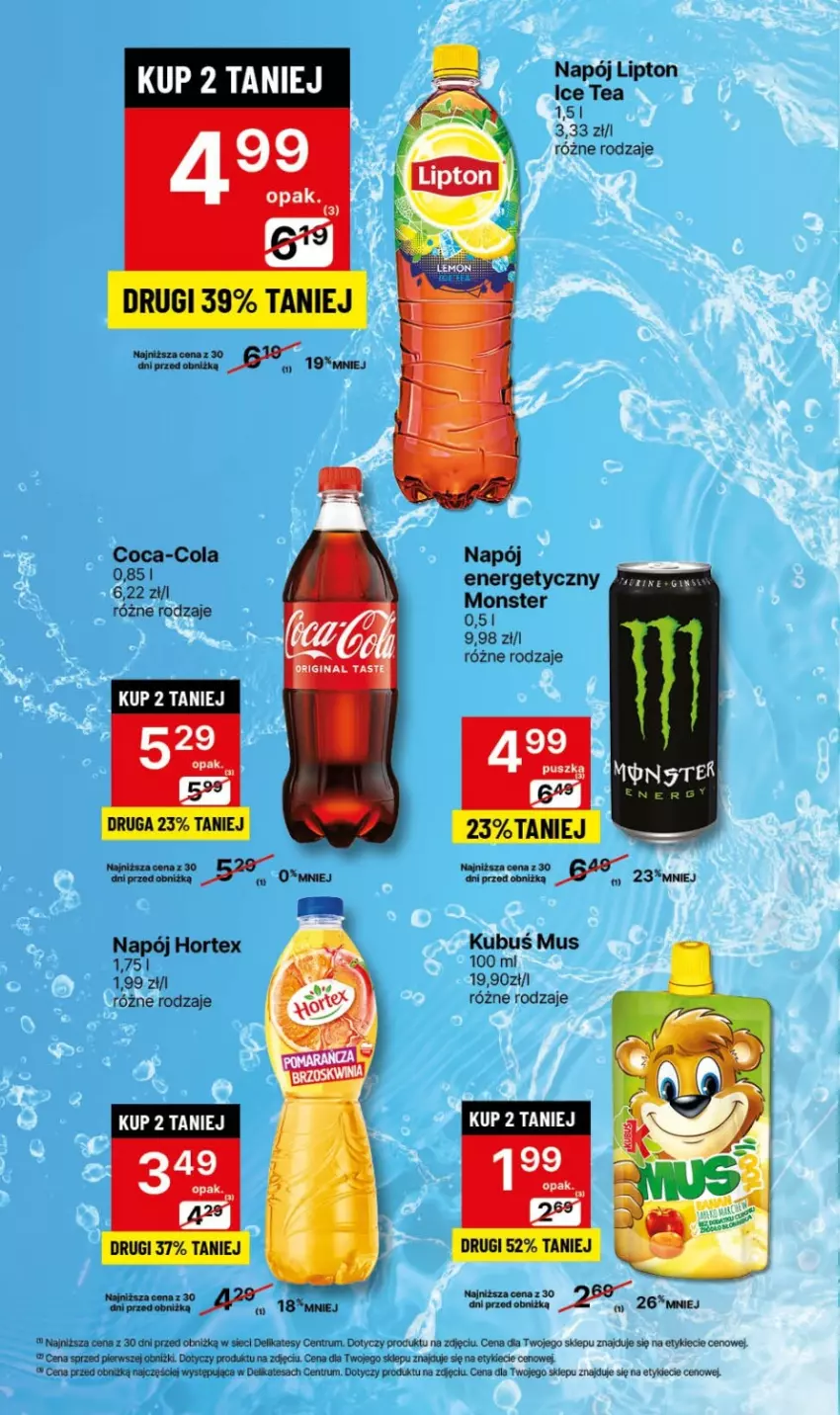 Gazetka promocyjna Delikatesy Centrum - NOWA GAZETKA Delikatesy Centrum od 8 stycznia! 8-14.01.2024 - ważna 08.01 do 14.01.2024 - strona 20 - produkty: Coca-Cola, Hortex, Ice tea, Kubuś, Lipton, Mus, Napój, Napój energetyczny, Rum