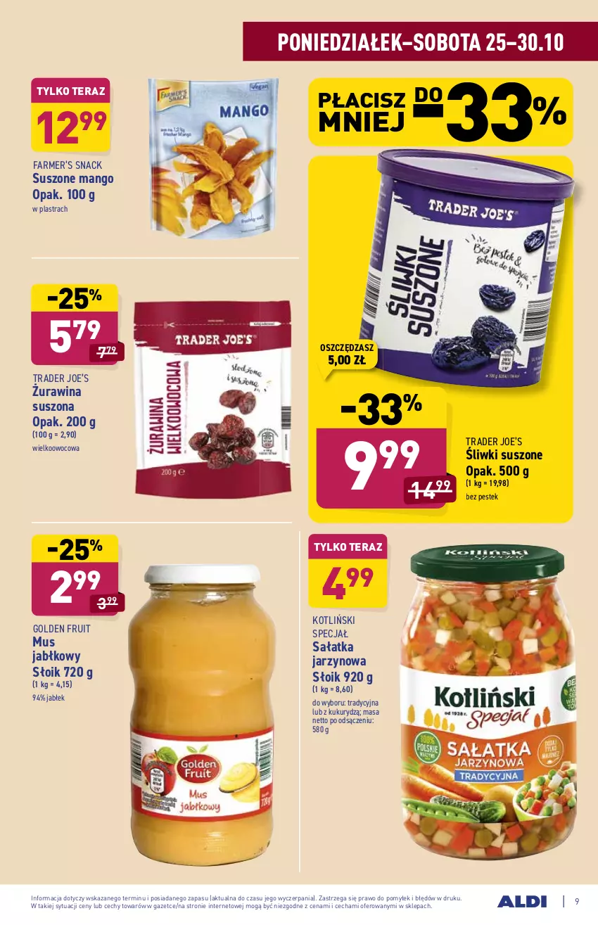 Gazetka promocyjna Aldi - Katalog spożywczy - ważna 25.10 do 30.10.2021 - strona 9 - produkty: Fa, Mango, Mus, Sałat, Sałatka, Stek, Tera