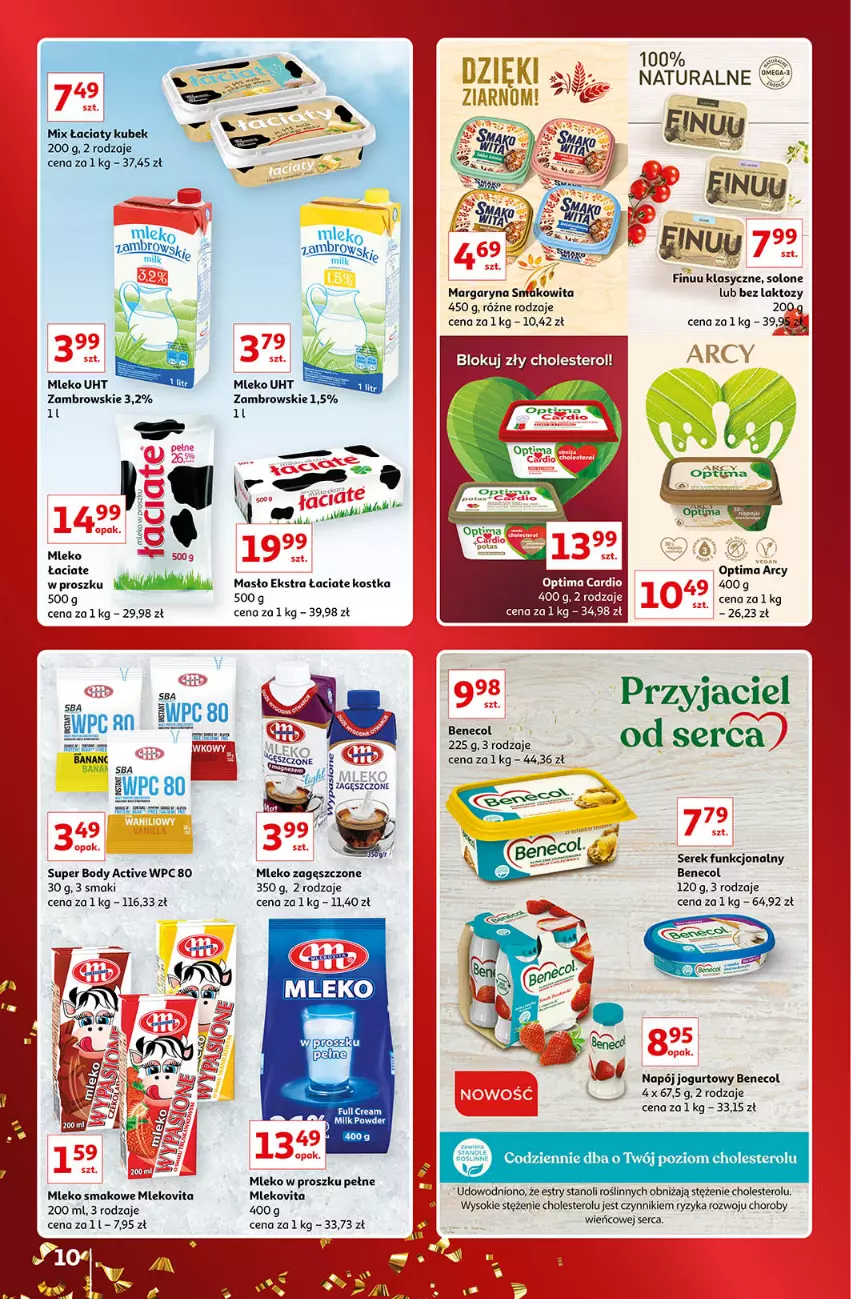 Gazetka promocyjna Auchan - Gazetka Znane Marki Lubiane Auchan - ważna 01.12 do 11.12.2022 - strona 10 - produkty: Benecol, Body, Fa, Finuu, Jogurt, Kubek, Margaryna, Masło, Mleko, Mleko smakowe, Mleko w proszku, Mleko zagęszczone, Mlekovita, Napój, Napój jogurtowy, Optima, Ser, Serek, Sok