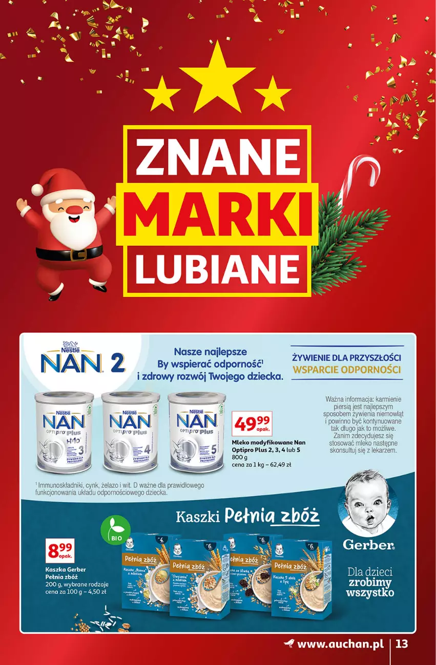 Gazetka promocyjna Auchan - Gazetka Znane Marki Lubiane Auchan - ważna 01.12 do 11.12.2022 - strona 13 - produkty: Dzieci, Gerber, Mleko, Mleko modyfikowane, NAN Optipro, Por