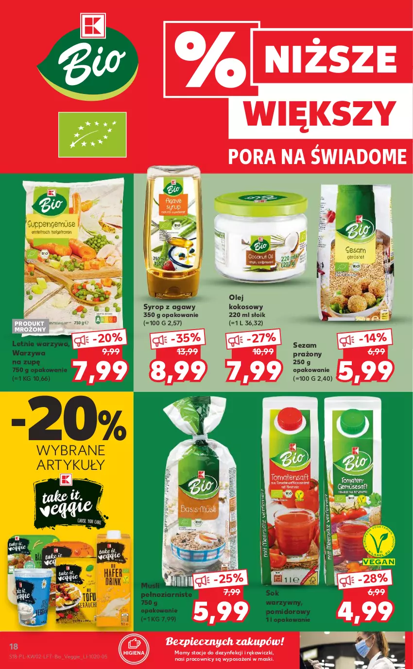 Gazetka promocyjna Kaufland - OFERTA TYGODNIA - ważna 13.01 do 19.01.2022 - strona 18 - produkty: Kokos, Mus, Olej, Olej kokosowy, Piec, Por, Sezam, Sok, Syrop, Warzywa