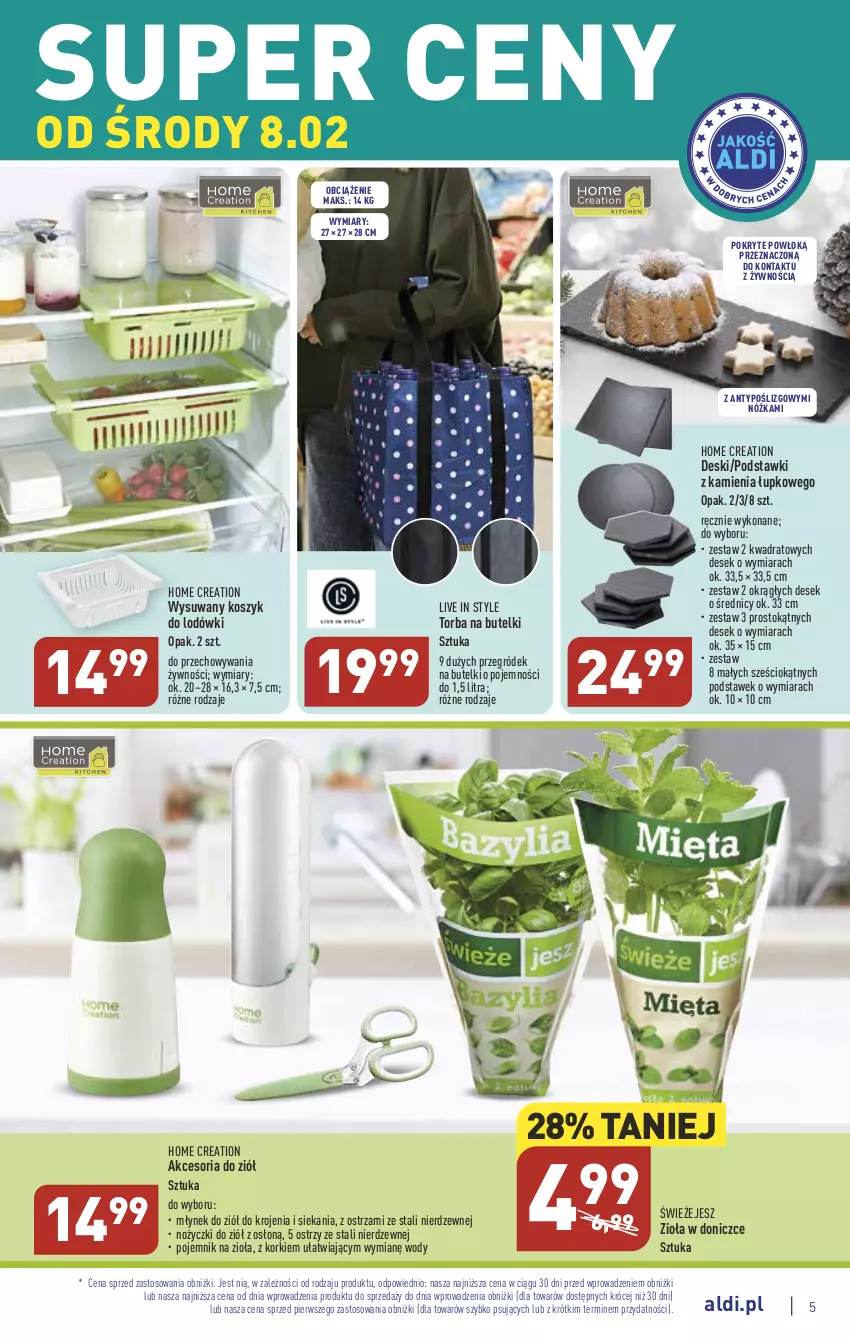 Gazetka promocyjna Aldi - COŚ w tym tygodniu - ważna 08.02 do 11.02.2023 - strona 5 - produkty: Kosz, Młynek, Noż, Nożyczki, Pojemnik, Torba, Zioła w doniczce