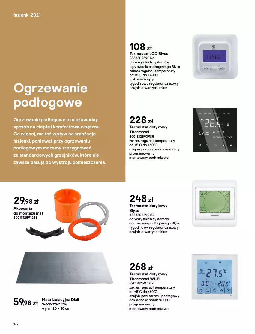 Gazetka promocyjna Castorama - Katalog Łazienki 2021 - ważna 01.10 do 31.12.2021 - strona 192 - produkty: Gra, Grzejnik, Mata grzejna, Ogrzewanie, Termos