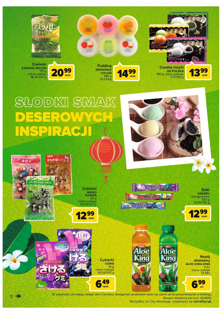 Gazetka promocyjna Carrefour - Gazetka Kuchnia azjatycka - ważna 02.08 do 13.08.2022 - strona 12 - produkty: Aloe vera, Ciastka, Cukier, Cukierki, Melon, Napój, Pudding, Wino