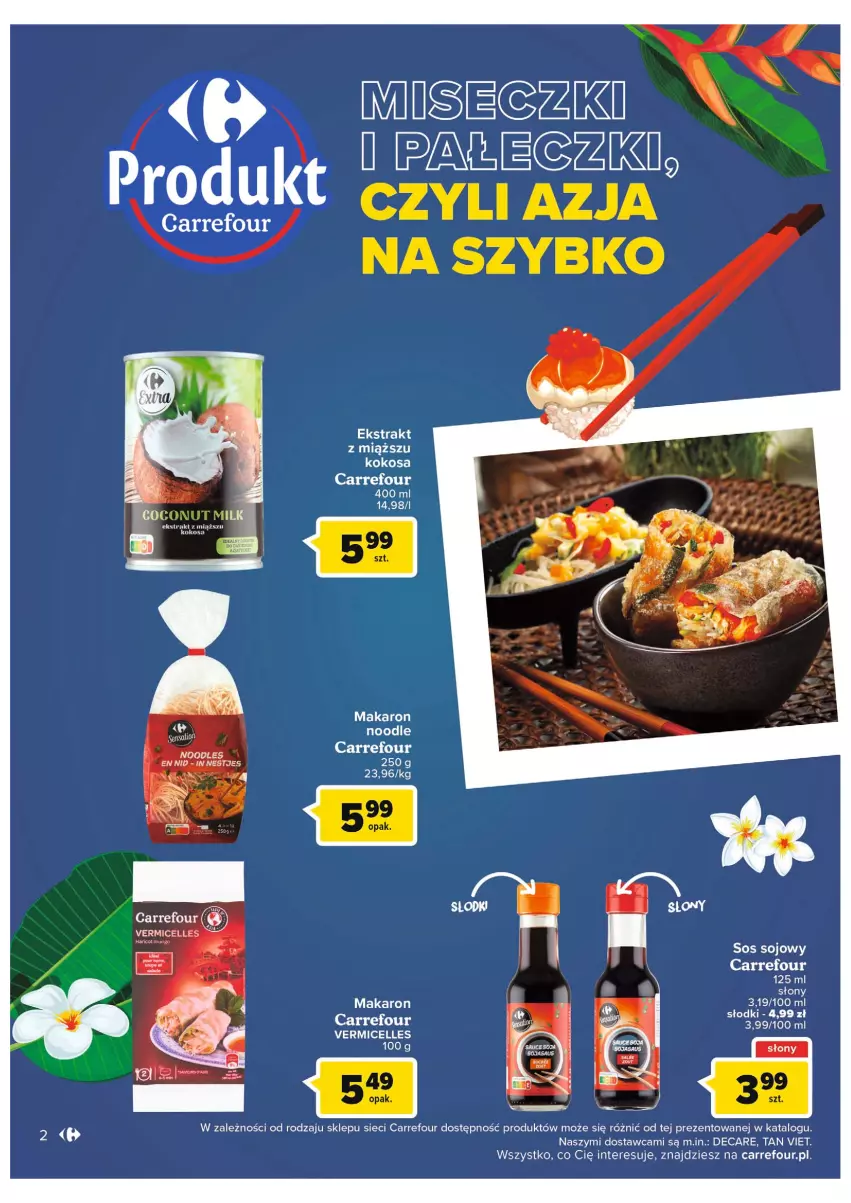 Gazetka promocyjna Carrefour - Gazetka Kuchnia azjatycka - ważna 02.08 do 13.08.2022 - strona 2 - produkty: Kokos, Makaron, Sos, Sos sojowy