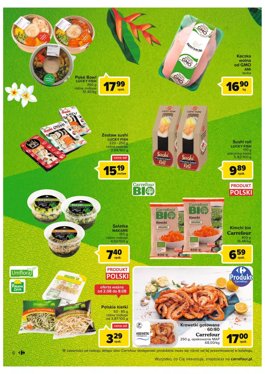 Gazetka promocyjna Carrefour - Gazetka Kuchnia azjatycka - ważna 02.08 do 13.08.2022 - strona 6 - produkty: Kaczka, Kiełki, Krewetki, Piec, Sałat, Sałatka, Sushi