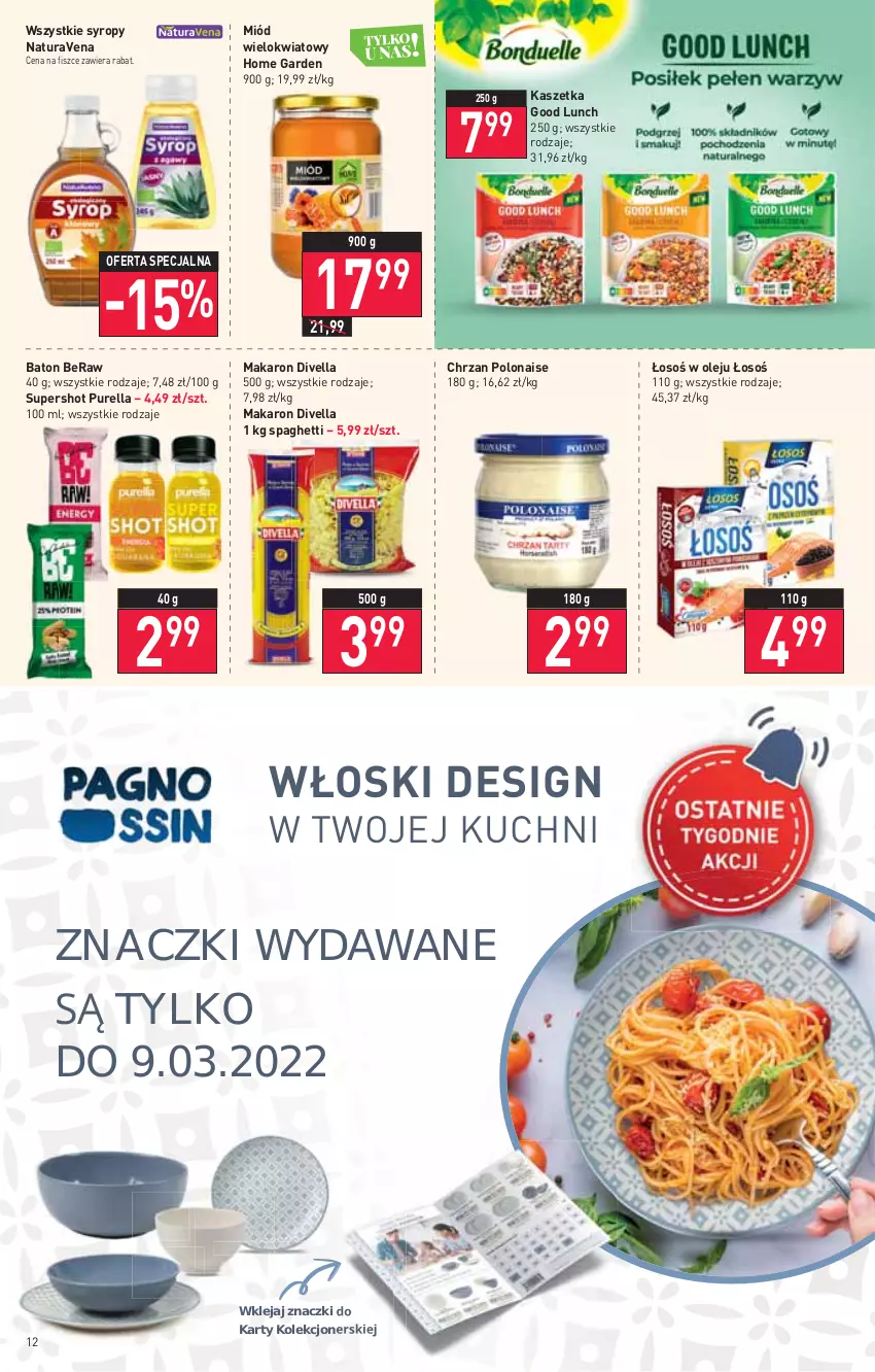 Gazetka promocyjna Stokrotka - Supermarket - ważna 03.03 do 09.03.2022 - strona 12 - produkty: Baton, Chrzan, Kaszetka, Klej, Makaron, Miód, Olej, Pur, Spaghetti, Syrop, Syropy