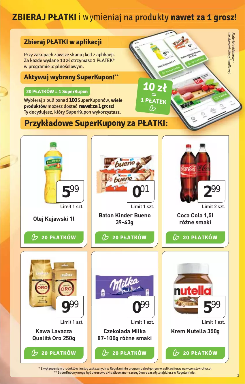 Gazetka promocyjna Stokrotka - Supermarket - ważna 03.03 do 09.03.2022 - strona 3 - produkty: Baton, Czekolada, HP, Kawa, Kinder, Kinder Bueno, Kujawski, Lavazza, Milka, Nutella, Olej