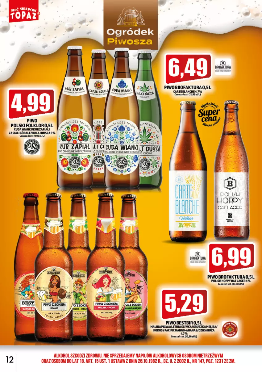 Gazetka promocyjna Topaz - Gazetka - ważna 01.09 do 30.09.2022 - strona 12 - produkty: Ananas, Cif, Fa, Kokos, Malm, Mango, Piwo, Róża