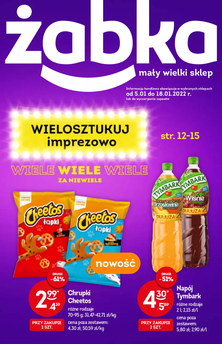 Gazetka promocyjna Żabka - ważna 05.01 do 18.01.2022 - strona 1 - produkty: Cheetos, Chrupki, Napój, Tymbark