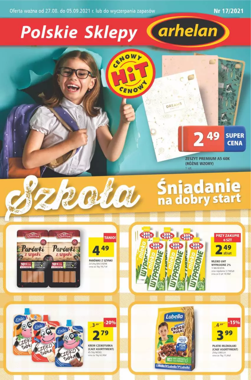 Gazetka promocyjna Arhelan - Gazetka - ważna 27.08 do 05.09.2021 - strona 1 - produkty: Bell, Bella, Lubella, Mleko, Mlekovita