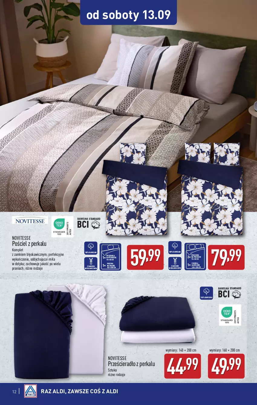 Gazetka promocyjna Aldi - Artykuły przemysłowe i tekstylia - ważna 10.09 do 13.09.2025 - strona 12 - produkty: Pościel, Poszewka, Prześcieradło, Wełna