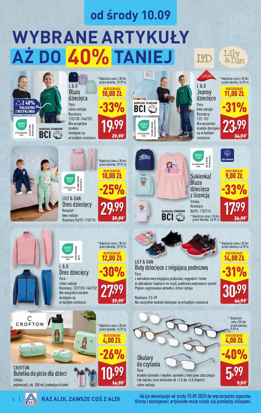 Gazetka promocyjna Aldi - Artykuły przemysłowe i tekstylia - ważna 10.09 do 13.09.2025 - strona 6 - produkty: Bluza, Buty, Dres, Dzieci, Okulary do czytania, Sukienka, Wełna