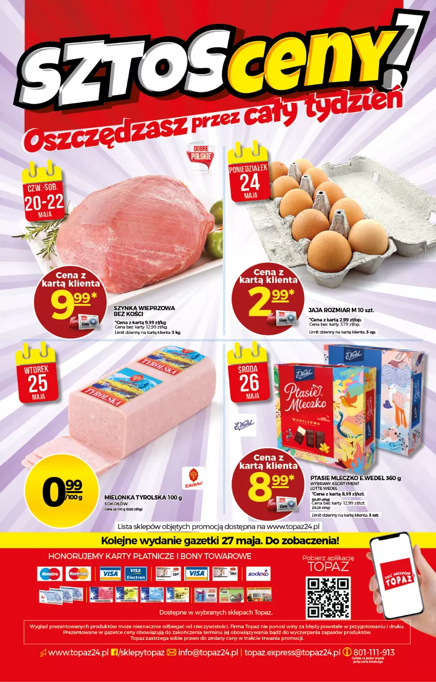 Gazetka promocyjna Topaz - Gazetka - ważna 20.05 do 26.05.2021 - strona 20 - produkty: Jaja, Mielonka tyrolska, Mleczko, Olej, Ptasie mleczko, Sok, Sokołów, Top