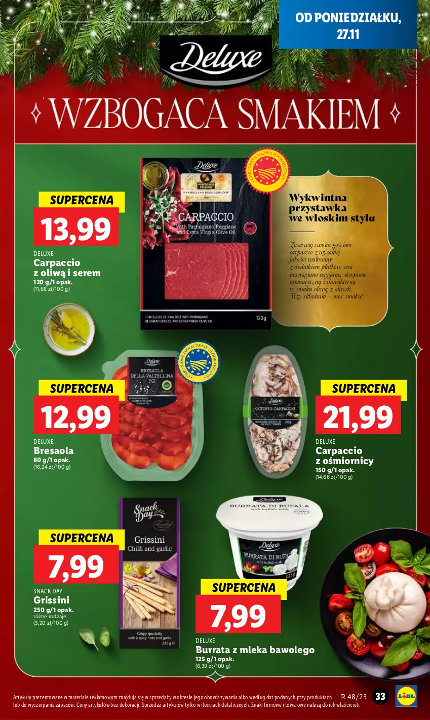 Gazetka promocyjna Lidl - GAZETKA - ważna 27.11 do 29.11.2023 - strona 45 - produkty: Bresaola, Burrata, Carpaccio, Grissini, LEGO, Ser, Sok