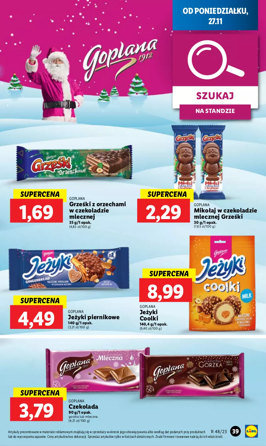 Gazetka promocyjna Lidl - GAZETKA - ważna 27.11 do 29.11.2023 - strona 51 - produkty: Czekolada, Goplana, Grześki, Jeżyki, LANA, Piernik