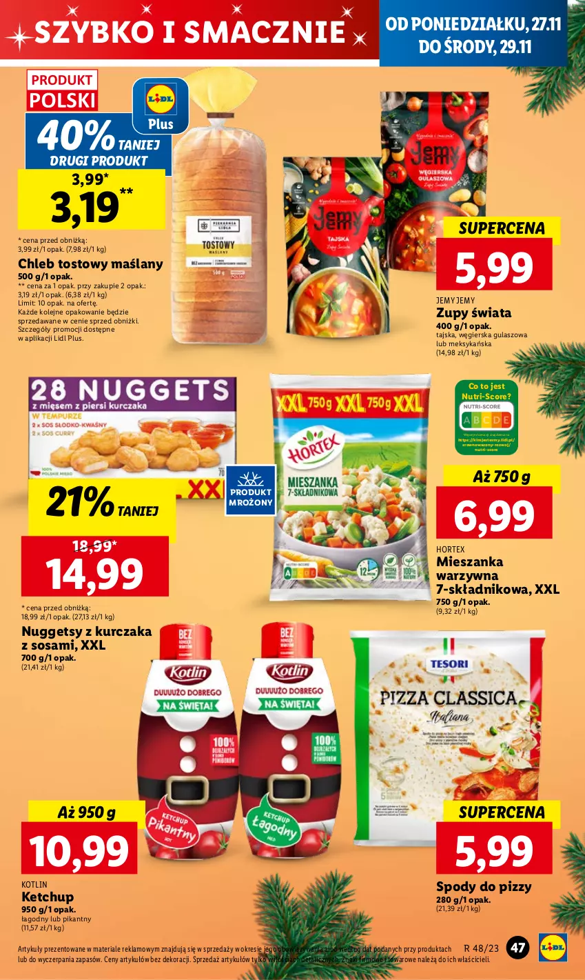 Gazetka promocyjna Lidl - GAZETKA - ważna 27.11 do 29.11.2023 - strona 59 - produkty: Chleb, Chleb tostowy, Hortex, Ketchup, Kotlin, Kurczak, Mieszanka warzyw, Olej, Sos, Wazon