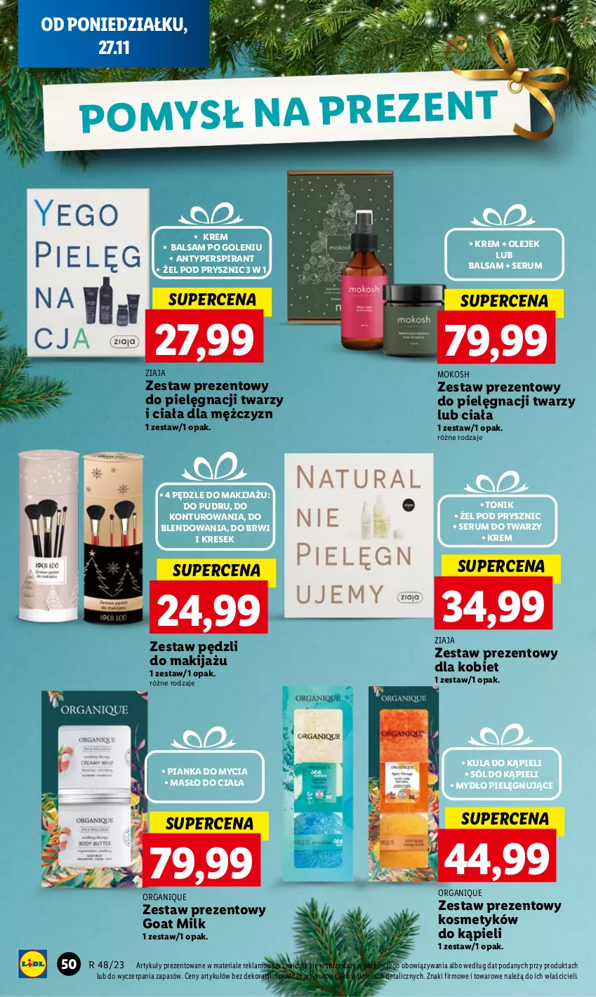 Gazetka promocyjna Lidl - GAZETKA - ważna 27.11 do 29.11.2023 - strona 64 - produkty: Antyperspirant, Balsam po goleniu, Kula do kąpieli, Makijaż, Masło, Masło do ciała, Mydło, Olej, Rum, Ser, Serum, Serum do twarzy, Sól, Sól do kąpieli, Tonik, Zestaw pędzli, Zestaw prezentowy, Ziaja