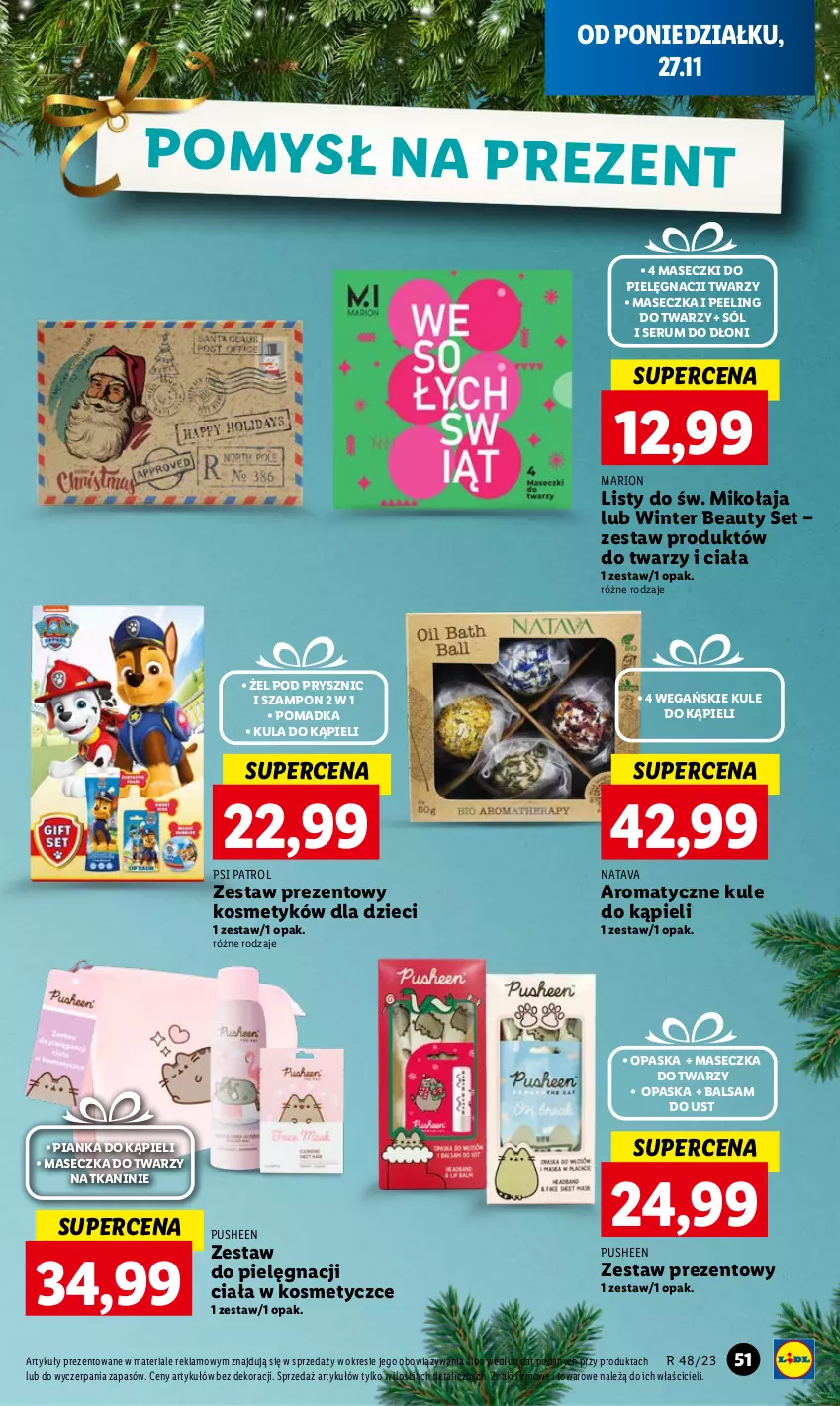 Gazetka promocyjna Lidl - GAZETKA - ważna 27.11 do 29.11.2023 - strona 65 - produkty: Balsam do ust, Dzieci, Kula do kąpieli, Opaska, Peeling, Psi Patrol, Rum, Ser, Serum, Sól, Szampon, Zestaw prezentowy