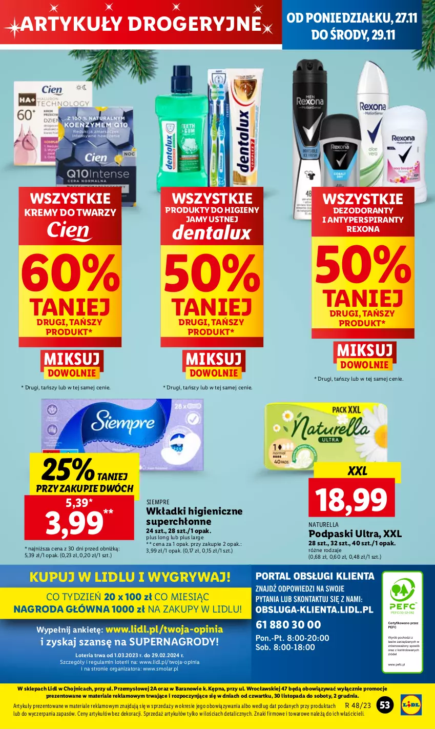 Gazetka promocyjna Lidl - GAZETKA - ważna 27.11 do 29.11.2023 - strona 67 - produkty: Antyperspirant, Dezodorant, Gry, Mola, Naturell, Naturella, Podpaski, Rexona, Top, Wkładki