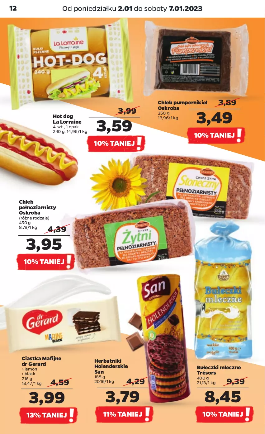 Gazetka promocyjna Netto - Artykuły spożywcze - ważna 02.01 do 07.01.2023 - strona 12 - produkty: Bułeczki, Bułeczki mleczne, Chleb, Ciastka, Dr Gerard, Herbatniki, Hot dog, Lack