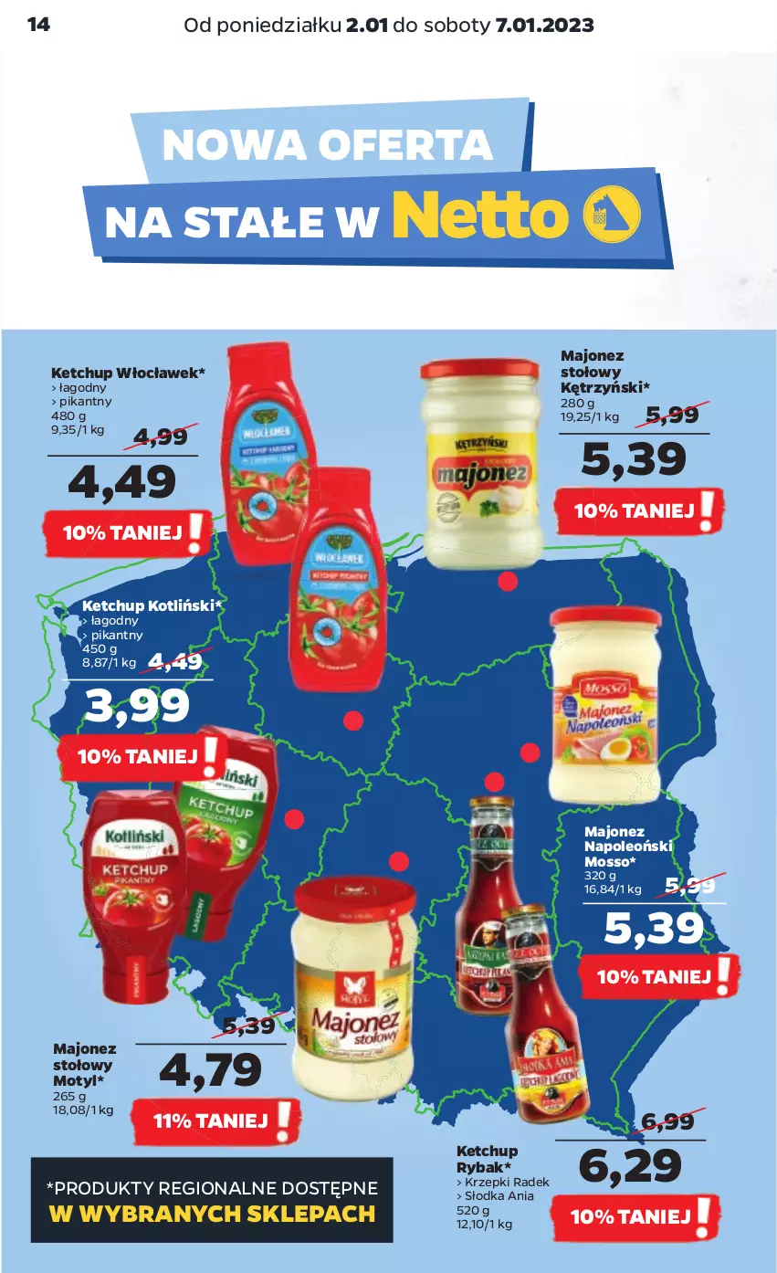 Gazetka promocyjna Netto - Artykuły spożywcze - ważna 02.01 do 07.01.2023 - strona 14 - produkty: Ketchup, Majonez, Oleo, Ryba